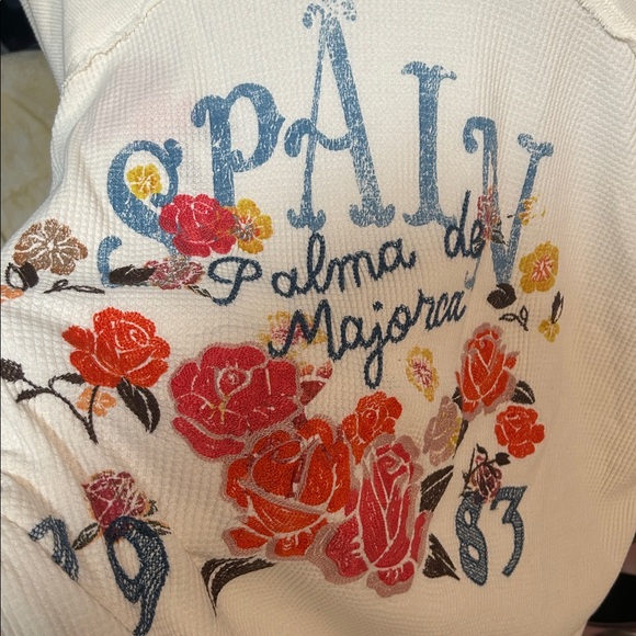 Free People We The Free Spanish Rose Waffle Tee Long Sleeve - Picture 8 of 9